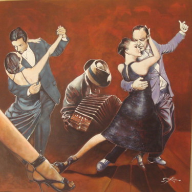 Painting titled "TANGUEROS" by José Garcia (GARBEL), Original Artwork, Acrylic