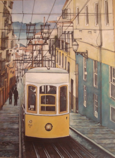Malerei mit dem Titel "LISBOA" von José Garcia (GARBEL), Original-Kunstwerk, Acryl