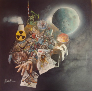 Peinture intitulée "LA PLANETE BLEURRRR…" par José Garcia (GARBEL), Œuvre d'art originale, Acrylique