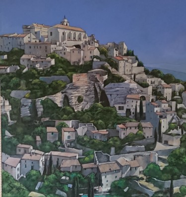 Peinture intitulée "GORDES en PROVENCE(…" par José Garcia (GARBEL), Œuvre d'art originale, Acrylique