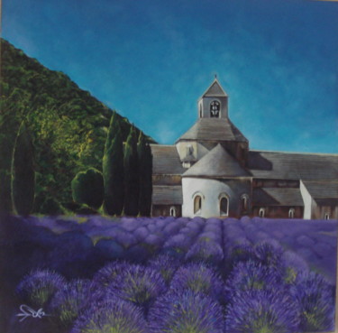 Peinture intitulée "Abbaye de Senanque…" par José Garcia, Œuvre d'art originale, Acrylique