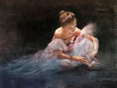 Painting titled "Bailarina en descan…" by Jose Gil, Original Artwork, Oil