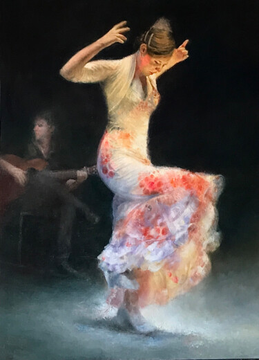 Pintura intitulada "bailaora flamenca" por Jose Gil, Obras de arte originais, Óleo Montado em artwork_cat.