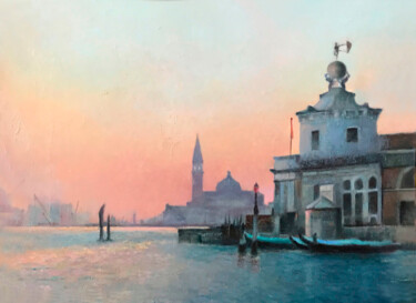 Pintura intitulada "Venecia al alba" por Jose Gil, Obras de arte originais, Óleo Montado em Painel de madeira