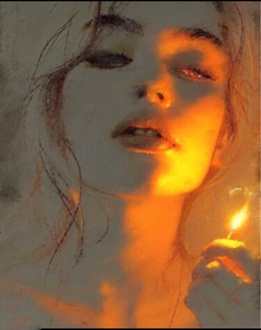 Картина под названием "Illuminated by match" - Jose Gil, Подлинное произведение искусства, Пастель