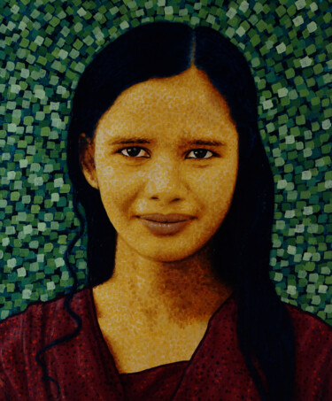 Malerei mit dem Titel "Indian Girl, Series…" von José Gislero, Original-Kunstwerk, Acryl