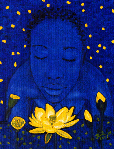 Pintura intitulada "Yellow Lotus, Serie…" por José Gislero, Obras de arte originais, Acrílico