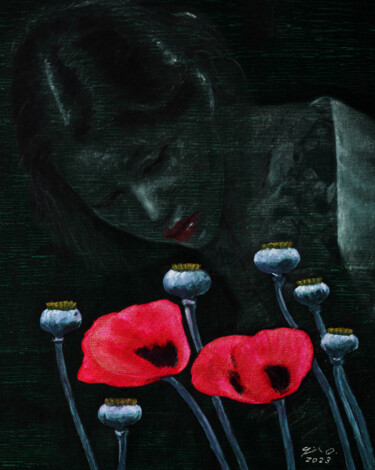 Pintura intitulada "Japanese Poppy: Ser…" por José Gislero, Obras de arte originais, Acrílico