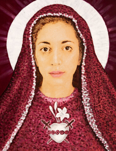 Painting titled "Inmaculada Corazón…" by José Gislero, Original Artwork, Acrylic