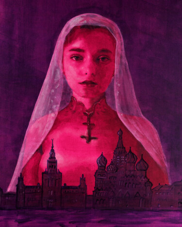 Schilderij getiteld "Red Square, Series:…" door José Gislero, Origineel Kunstwerk, Acryl