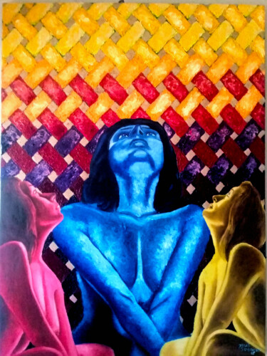 Картина под названием "Bajo la Tenue luz d…" - José Godoy, Подлинное произведение искусства, Масло Установлен на Деревянная…