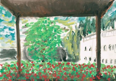 Ζωγραφική με τίτλο "Terrasse von Kreuzw…" από José González Marsal, Αυθεντικά έργα τέχνης, Τέμπερα