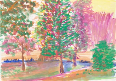 Malerei mit dem Titel "Farbenpark" von José González Marsal, Original-Kunstwerk, Tempera
