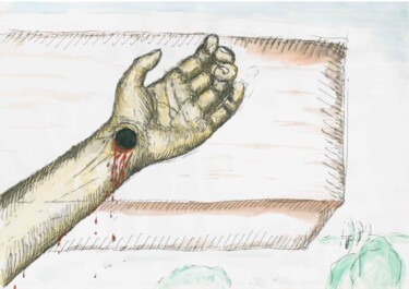 Картина под названием "Liebe Gottes" - José González Marsal, Подлинное произведение искусства, Шариковая ручка