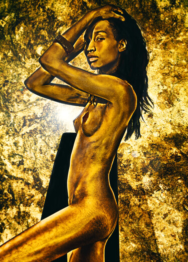 Photography titled "Kelly on GOLD" by Jose Grimm, Original Artwork, Manipulated Photography