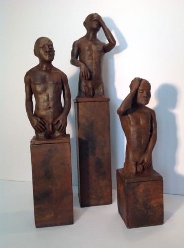Sculpture intitulée "Le trio" par Jose Hernandez, Œuvre d'art originale, Terre cuite