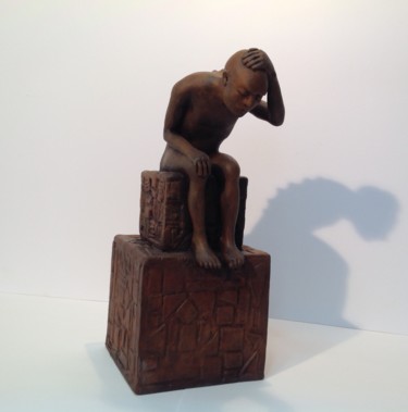 Sculpture intitulée "Le penseur" par Jose Hernandez, Œuvre d'art originale, Terre cuite