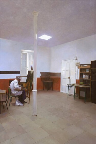 Картина под названием "La columna" - Jose Higuera, Подлинное произведение искусства, Масло