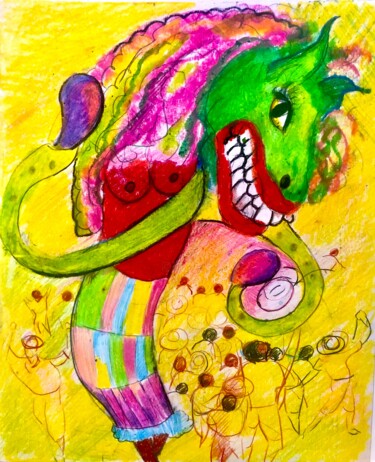 Schilderij getiteld "Segua" door Jose Jackson Gudamuz, Origineel Kunstwerk, Pastel