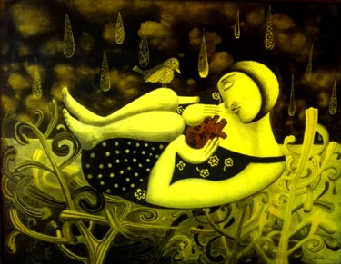 "Arrullo de Cactus" başlıklı Tablo José Luis Montes tarafından, Orijinal sanat, Guaş boya Ahşap panel üzerine monte edilmiş