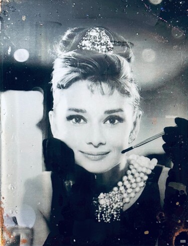 Pittura intitolato "Audrey Hepburn, Bre…" da José Salcedo, Opera d'arte originale, Lavoro digitale 2D Montato su Alluminio
