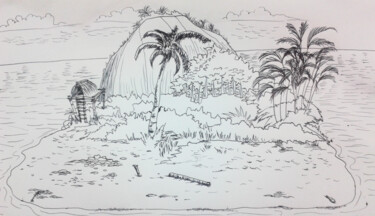 Dibujo titulada "Ilha da cabana Crus…" por Jose Luis, Obra de arte original, Bolígrafo
