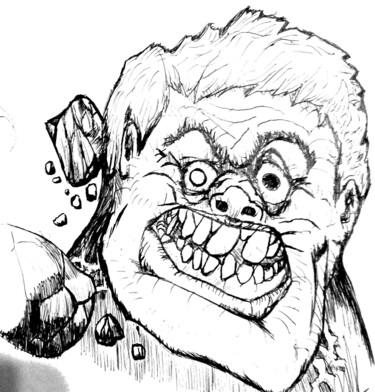 Drawing titled "Cabeça de Hulk cart…" by Jose Luis, Original Artwork, Ballpoint pen