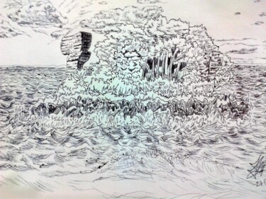 Dibujo titulada "Ilha dos monolitos…" por Jose Luis, Obra de arte original, Bolígrafo