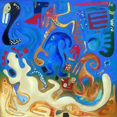 Peinture intitulée "lezard 3" par Jose Mangano, Œuvre d'art originale