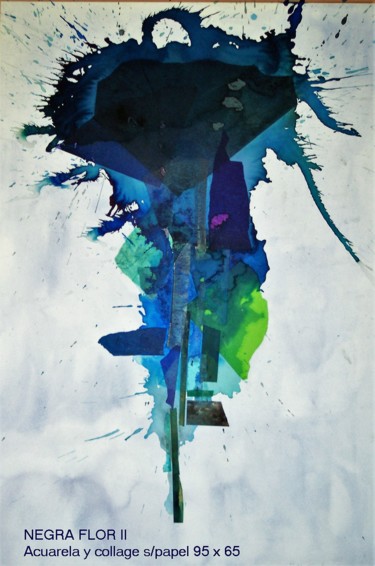 Pintura titulada "negra flor (Azul)" por José Manuel Salazar, Obra de arte original, Tinta