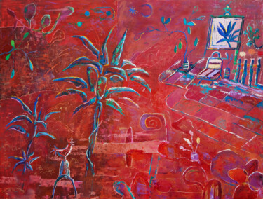 Painting titled "Paisatge07" by Jose María Cal, Original Artwork, Oil Mounted on Wood Stretcher frame