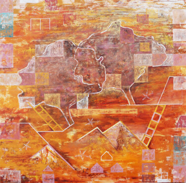 Painting titled "Paisatge24" by Jose María Cal, Original Artwork, Oil Mounted on Wood Stretcher frame