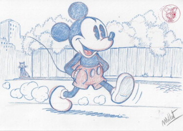 Dessin intitulée "Mickey Mouse - Vint…" par José Maria Millet Lopez (Millet), Œuvre d'art originale, Crayon