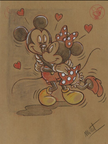 Disegno intitolato "Mickey & Minnie Mou…" da José Maria Millet Lopez (Millet), Opera d'arte originale, Inchiostro