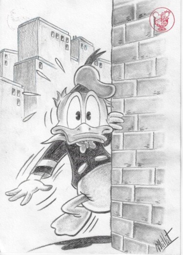 Zeichnungen mit dem Titel "Surprised Donald Du…" von José Maria Millet Lopez (Millet), Original-Kunstwerk, Bleistift