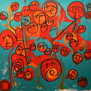 Peinture intitulée "Cluster Nro 19" par Jose Montero, Œuvre d'art originale, Acrylique