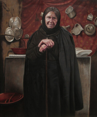 Painting titled "Barrosã Woman" by José Pedro Santos Almeida, Original Artwork, Oil