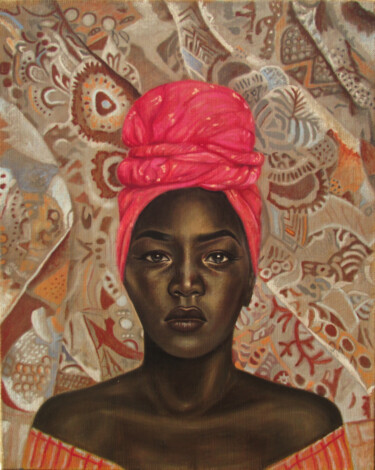 Peinture intitulée "Africa's Daughter" par José Pedro Santos Almeida, Œuvre d'art originale, Huile