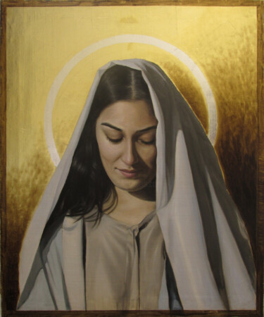 Картина под названием "Vergine Maria" - José Pedro Santos Almeida, Подлинное произведение искусства, Масло