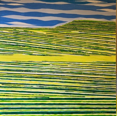 Pintura titulada "Campos de cultivo" por Jose Ramon Campomanes Alvarez, Obra de arte original, Oleo Montado en Panel de made…