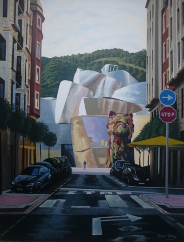 Peinture intitulée "Museo Guggenheim Bi…" par Jose Ramon Muro Pereg (JRMuro), Œuvre d'art originale, Acrylique