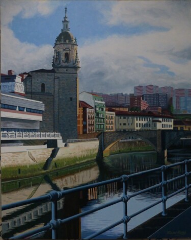 Painting titled "San Antón (Bilbao,…" by Jose Ramon Muro Pereg (JRMuro), Original Artwork, Acrylic Mounted on Wood Panel