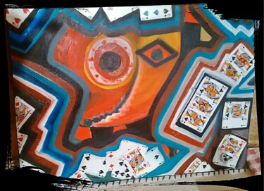 Painting titled "Poker Over" by Jose Raul Ros, Original Artwork, Oil