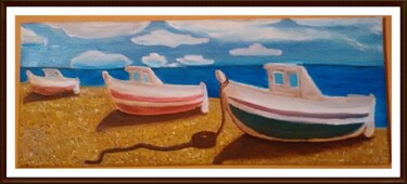 Pittura intitolato "Tres-Barcas" da Jose Raul Ros, Opera d'arte originale, Olio