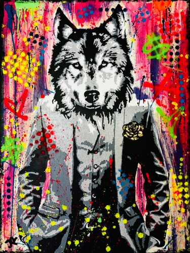 Painting titled "Be a Wolf" by Jose Rivera, Original Artwork, Acrylic