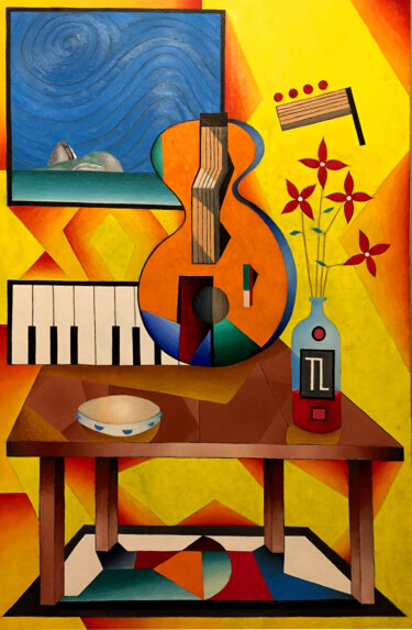 Malerei mit dem Titel "Mesa de Músico XXXI…" von José Roberto Teixeira Leite Junior, Original-Kunstwerk, Öl Auf Holzplatte m…