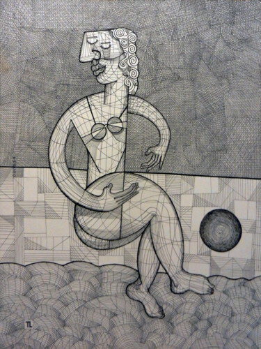 Рисунок под названием "Jogo de Bola IV (IV…" - José Roberto Teixeira Leite Junior, Подлинное произведение искусства, Маркер