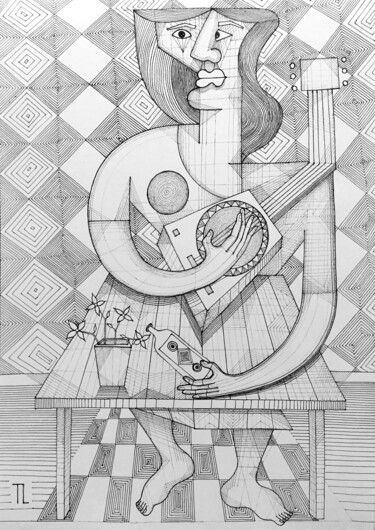 Desenho intitulada "Quarentena VI" por José Roberto Teixeira Leite Junior, Obras de arte originais, Caneta de gel