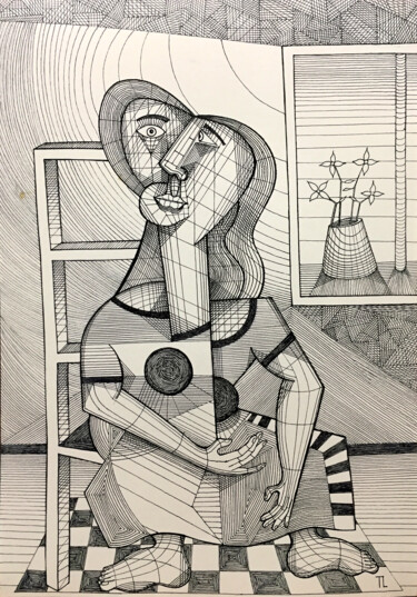 Drawing titled "Quarentena VIII" by José Roberto Teixeira Leite Junior, Original Artwork, Marker