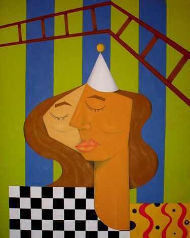 Painting titled "Carnavalesca" by José Roberto Teixeira Leite Junior, Original Artwork, Oil Mounted on Wood Panel